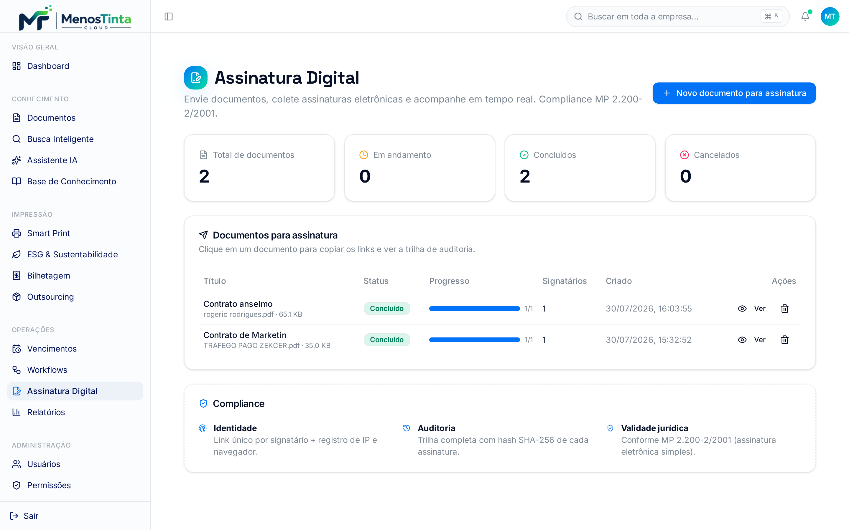 Colete assinaturas eletrônicas com validade jurídica